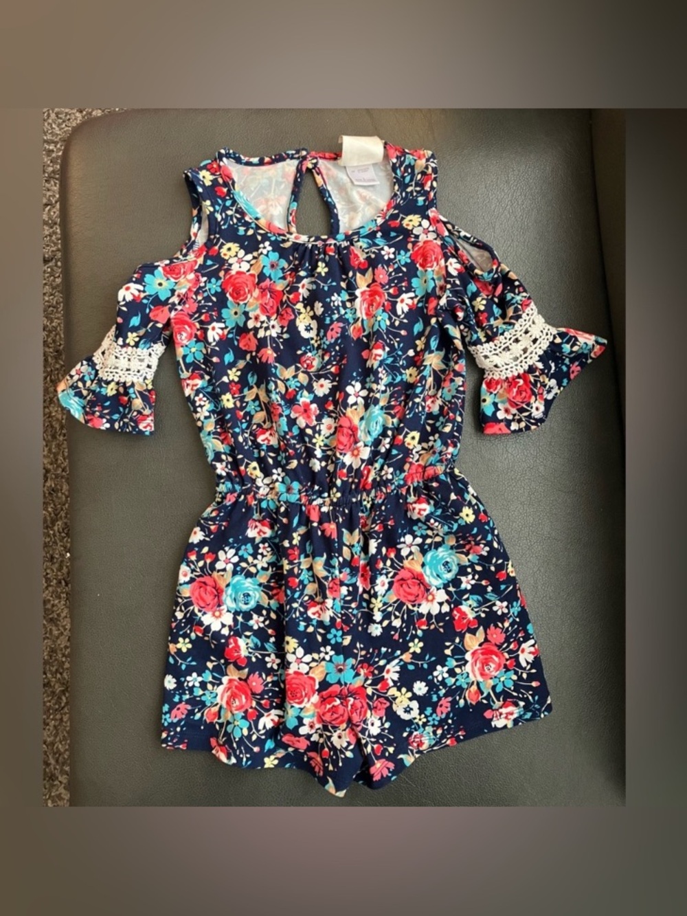 Jenna & Jessie Floral Shorts Romper Lace - Girls Kids Size 6 Festival Barbiecore